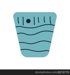 Colorful hand drawn flat flowerpot isolated on white background