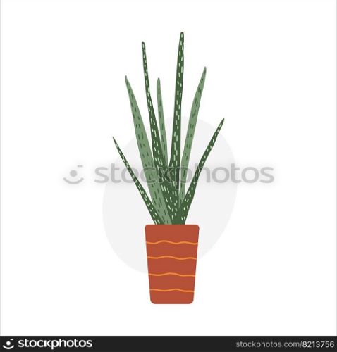 Colorful hand drawn flat houseplant isolated on white background