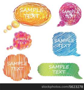 colorful hand drawn speech and thought bubbles. Vector illustration