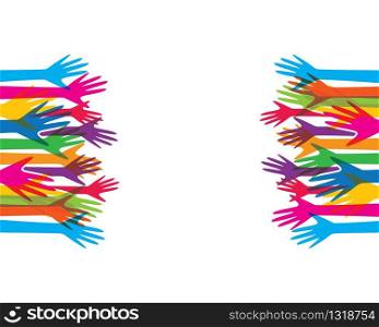 Colorful hand happy vector icon illustration