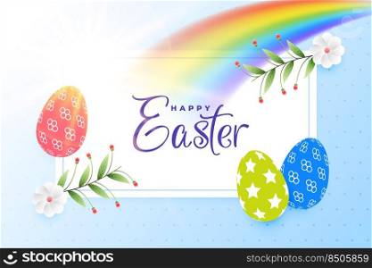 colorful happy easter background with rainbow
