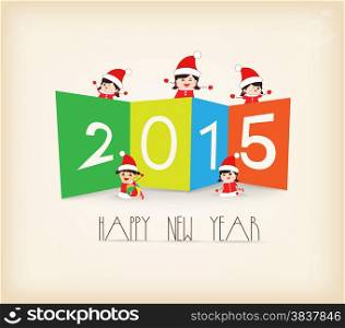 Colorful Happy New Year 2014 kids background