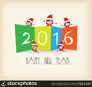 Colorful Happy New Year 2016 kids background