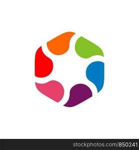 Colorful Hexagon Blossom Flower Logo Template Illustration Design. Vector EPS 10.
