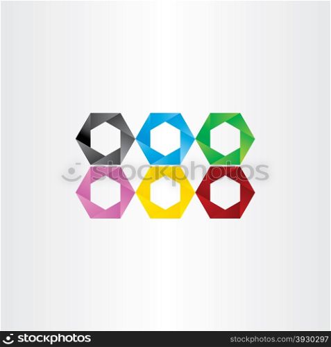 colorful hexagon icon vector frame set symbol