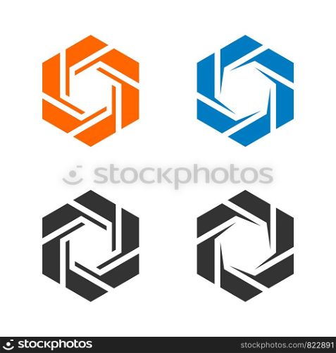 Colorful Hexagonal Lens Diaphragm Logo Template Illustration Design. Vector EPS 10.