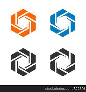 Colorful Hexagonal Lens Diaphragm Logo Template Illustration Design. Vector EPS 10.