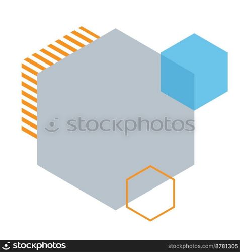 Colorful hexagonal tiles brochure element design. Geometric shapes. Vector illustration with empty copy space for text. Editable shapes for poster decoration. Creative and customizable frame. Colorful hexagonal tiles brochure element design
