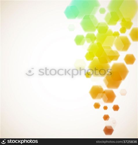 Colorful hexagons vector background with copy space.