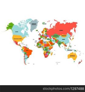 Colorful Hi detailed Vector world map complete with all countries names - Vector illustration. Colorful Hi detailed Vector world map complete with all countries names - Vector