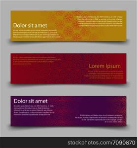 Colorful horizonal banners template. Banners with abstract ornaments design. Vector illustration. Colorful banners template. Banners with abstract ornaments design