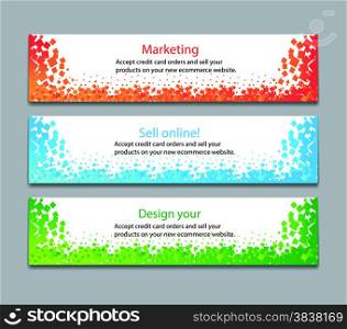 colorful horizontal banners with square motive