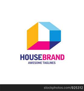 colorful house concept for home decoration logo, building house construction and staining vector