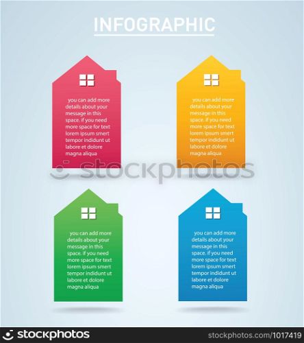 colorful house Infographic 4 options background vector illustration