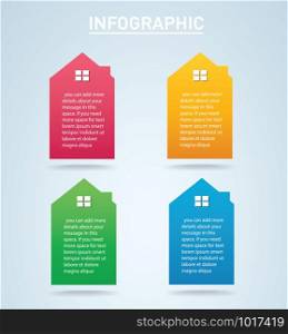 colorful house Infographic 4 options background vector illustration