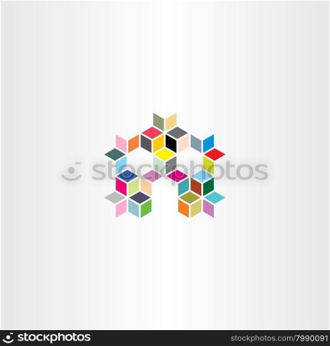 colorful house with cubes vector design element icon