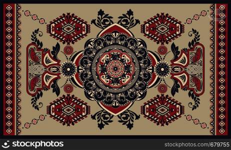 Colorful hungarian vector design for rug, towel, carpet, textile, fabric. Floral stylized decorative motifs. Rectangular ethnic floral design with ornamental center. Colorful hungarian vector design for rug, towel, carpet, textile, fabric, cover. Floral stylized decorative motifs. Rectangular ethnic floral design with ornamental center
