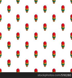 Colorful ice cream in waffle cup pattern seamless repeat in cartoon style vector illustration. Colorful ice cream in waffle cup pattern