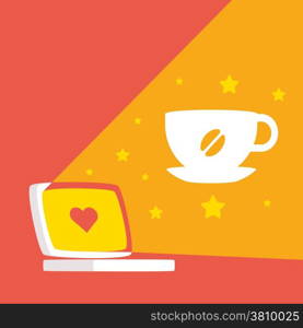 colorful illustration about work and coffee daytime