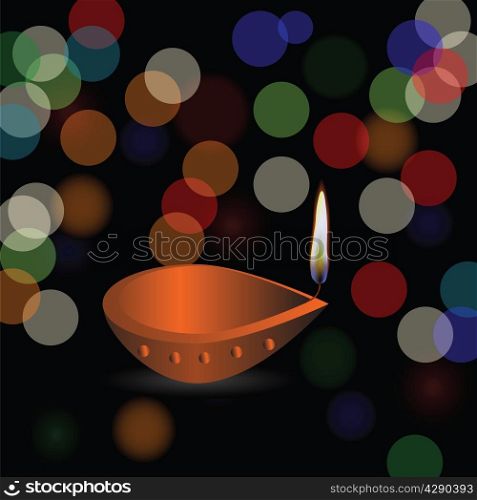 colorful illustration Diwali holiday background with blurred lights