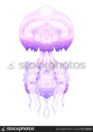 Colorful illustration of neon jellyfish. The object is separate from the background. Illustration for printing on T-shirts, covers, sketches of tattoos and your design.. Colorful illustration of neon jellyfish. The object is separate from the background.