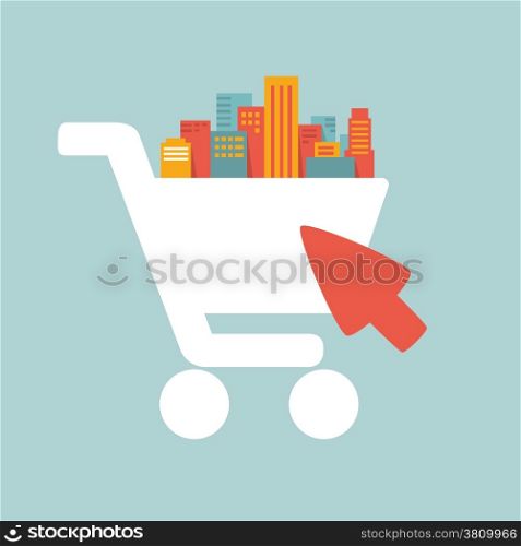 Colorful illustration of shopping in the big city&#xA;