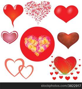 colorful illustration with abstract hearts set on white background