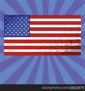 colorful illustration with american flag on abstract blue background