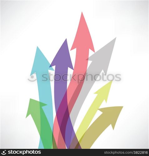 colorful illustration with arrow set on white background