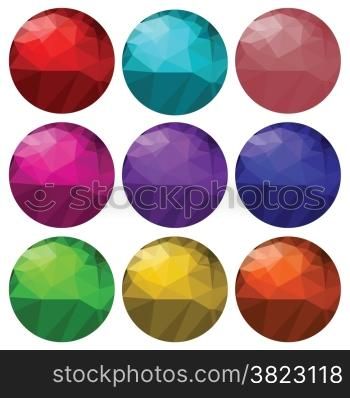 colorful illustration with brilliant cut gems on white background