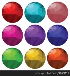 colorful illustration with brilliant cut gems on white background