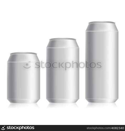 colorful illustration with drink cans on a white background