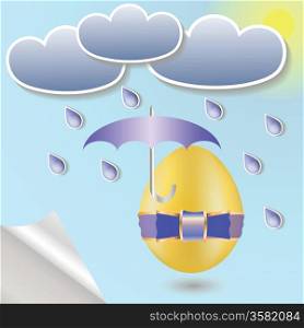 colorful illustration with easter eggs and umbrella for your design