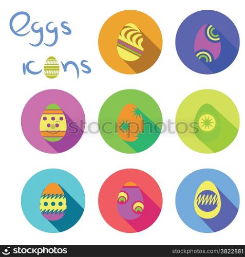 colorful illustration with eggs icons on white background