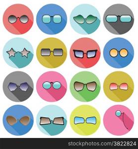 colorful illustration with glasses icons on white background