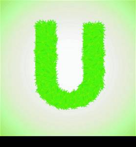 colorful illustration with grass letter on a green background for your design