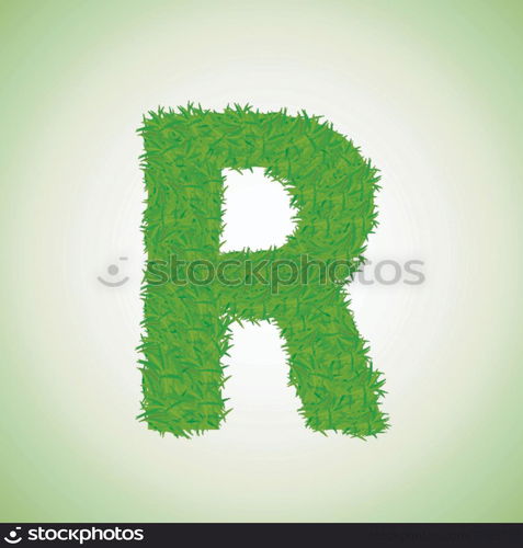 colorful illustration with grass letter on a green background for your design