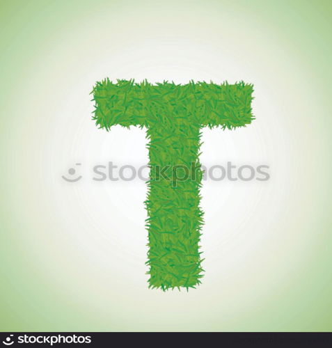 colorful illustration with grass letter on a green background for your design