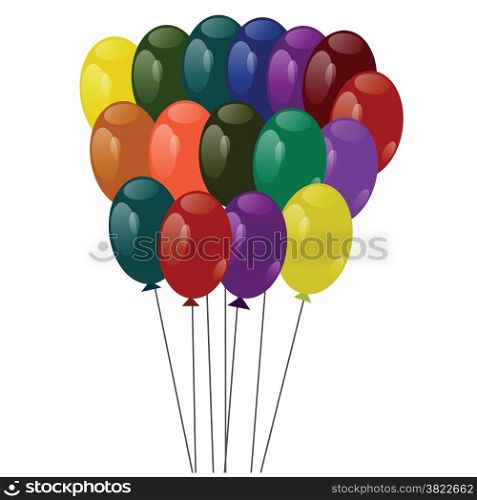 colorful illustration with multicolored balloons on white background