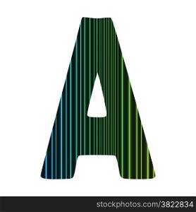 colorful illustration with neon letter A on white background