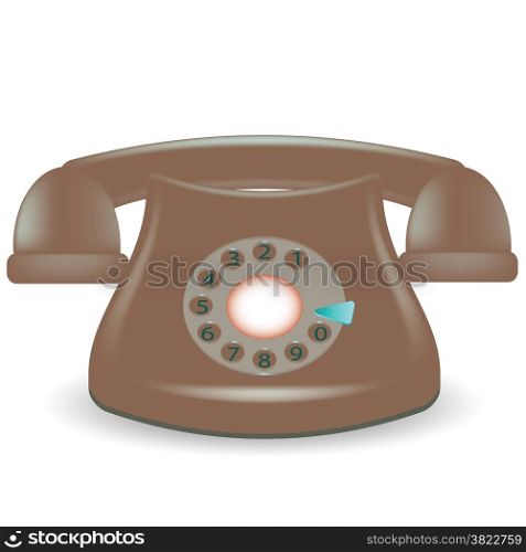 colorful illustration with old dark phone on white background