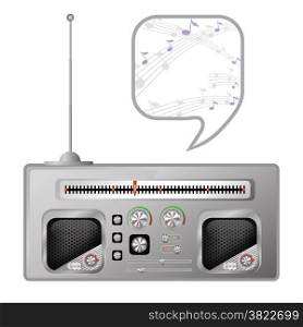 colorful illustration with old radio tuner on white background