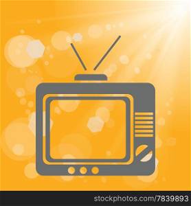 colorful illustration with old tv on a yellow background for your design