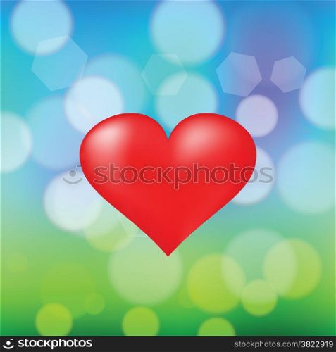 colorful illustration with red heart on spring background
