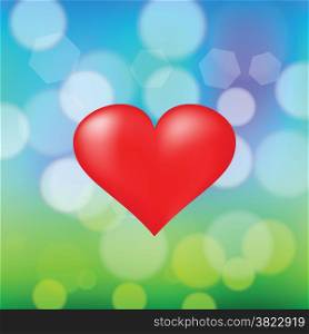 colorful illustration with red heart on spring background
