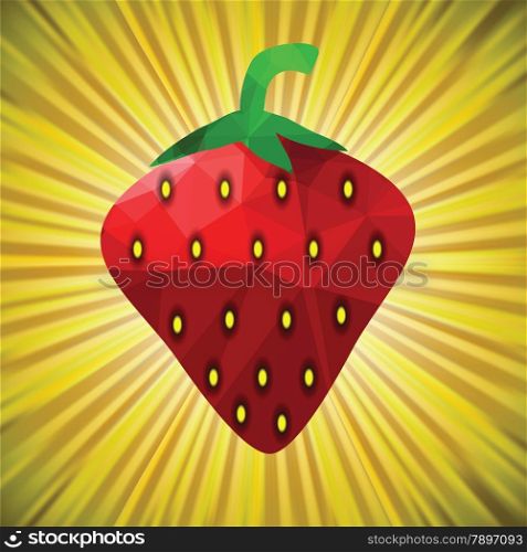 colorful illustration with red strawberry on sun background