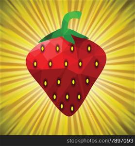 colorful illustration with red strawberry on sun background