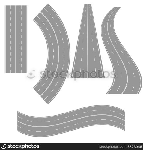 colorful illustration with road icons on white background