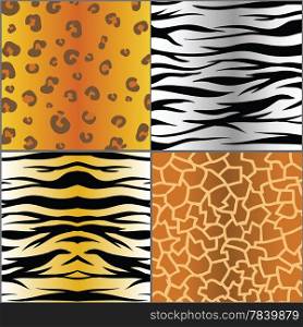 colorful illustration with set of animal skins for your design