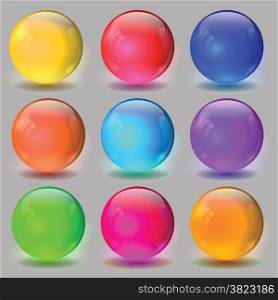 colorful illustration with set of ball on grey background